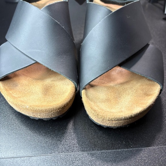 Papillio Birkenstock Samira sandal black natural leather sling back heel size 9 - Picture 4 of 8